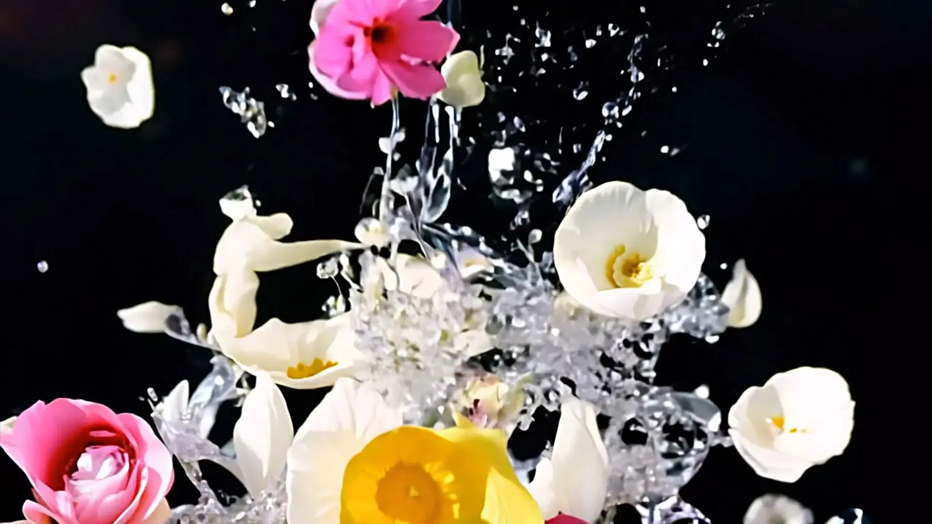 Vibrant Flower and Water Overlay for Beauty Product Ads